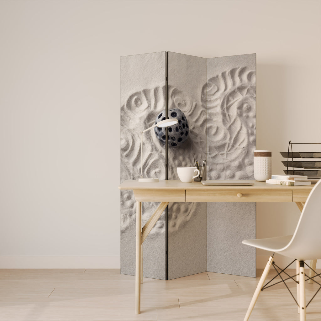 SAND SCULPTED SERENITY Decorative 3-Panel Room Divider