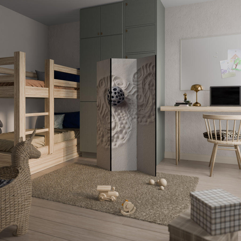 SAND SCULPTED SERENITY Decorative 3-Panel Room Divider