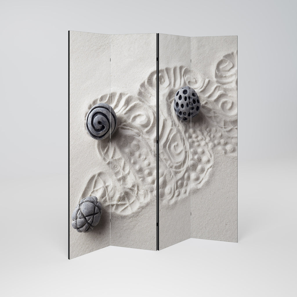 SAND SCULPTED SERENITY 4-Panel Room Divider