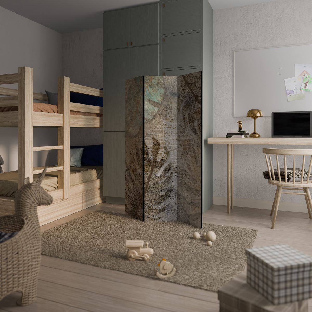 TEXTURED TRANQUILITY 3-Panel Room Divider