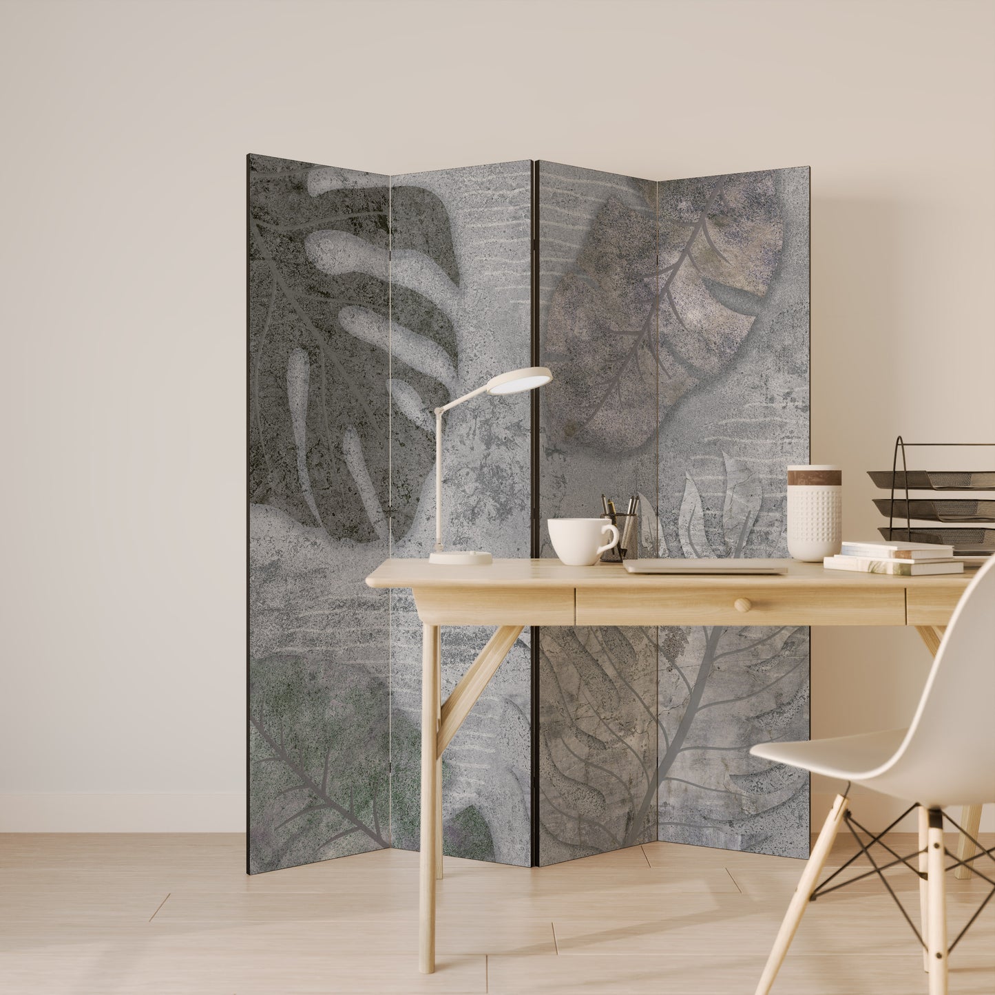 VINTAGE GREENERY Biombo de 4 paneles