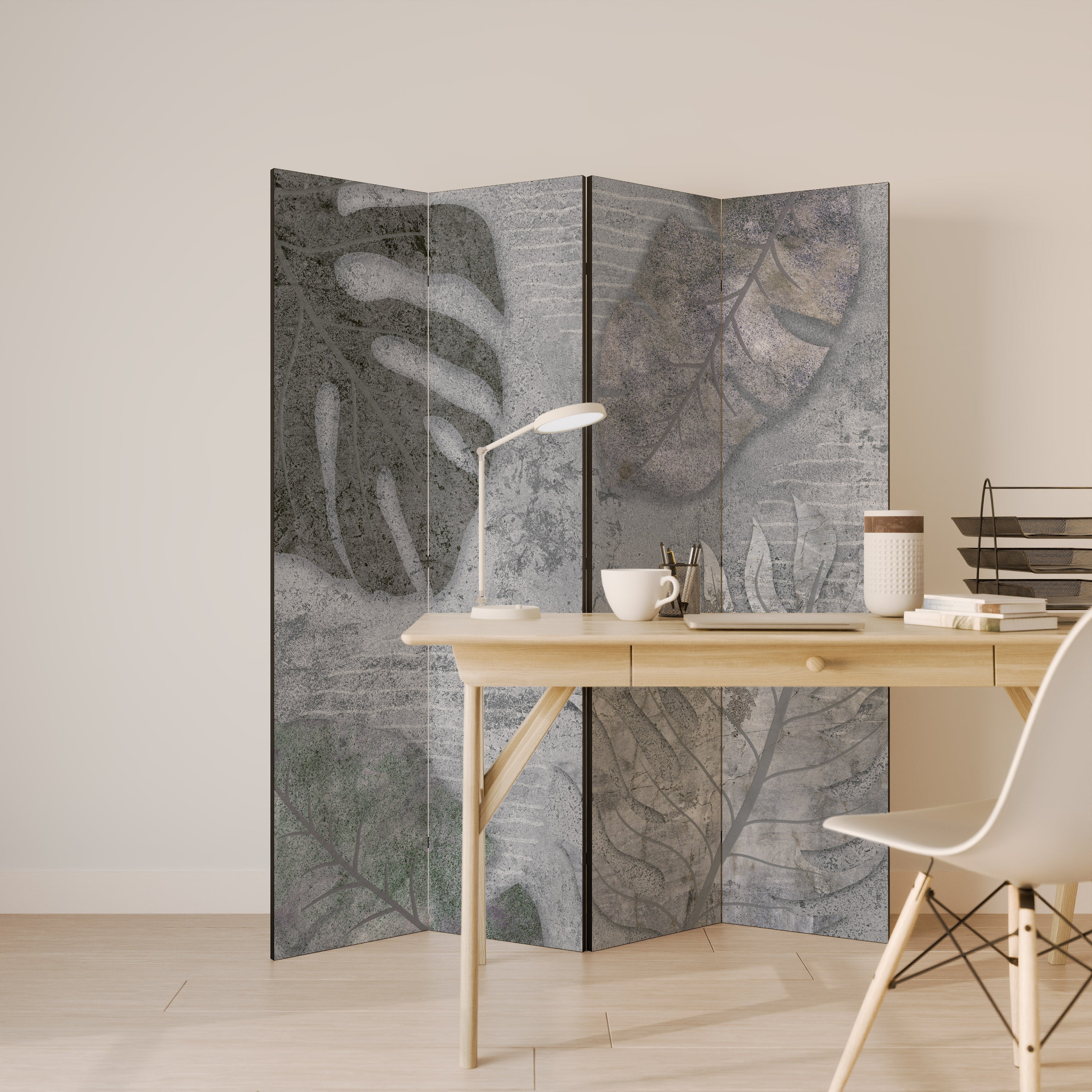 VINTAGE GREENERY Biombo de 4 paneles