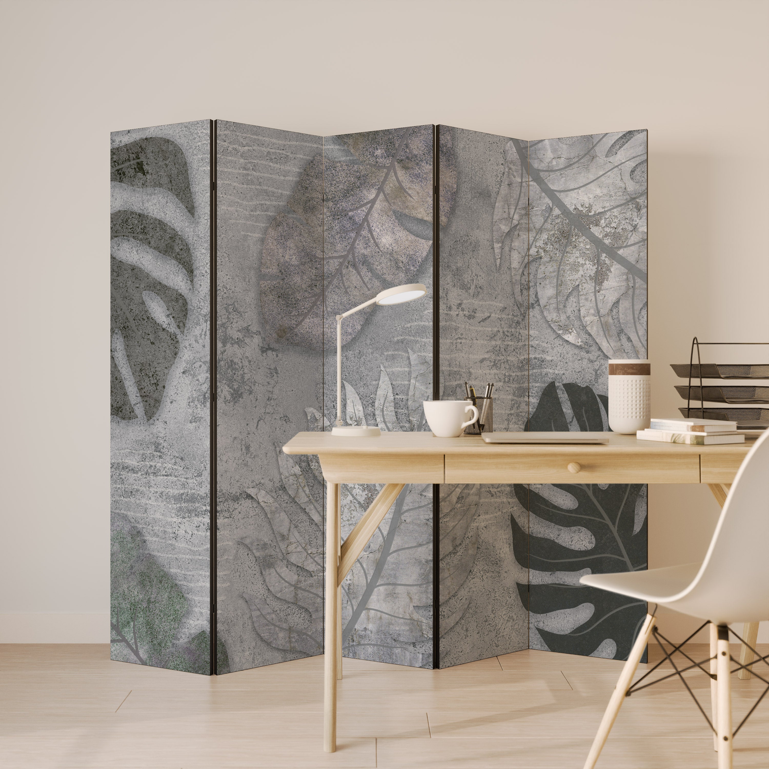 VINTAGE GREENERY Biombo de 5 paneles