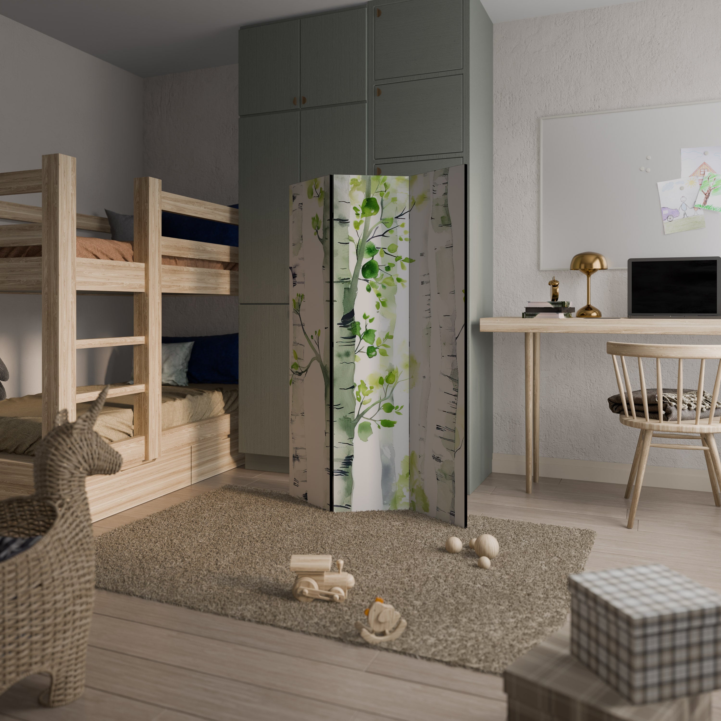 Biombo decorativo de 3 paneles BIRCHY SOLACE