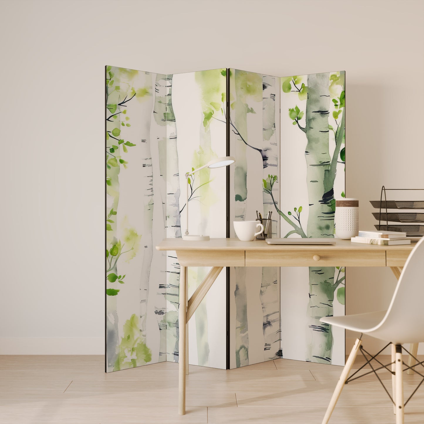 BIRCHY SOLACE Biombo de 4 paneles