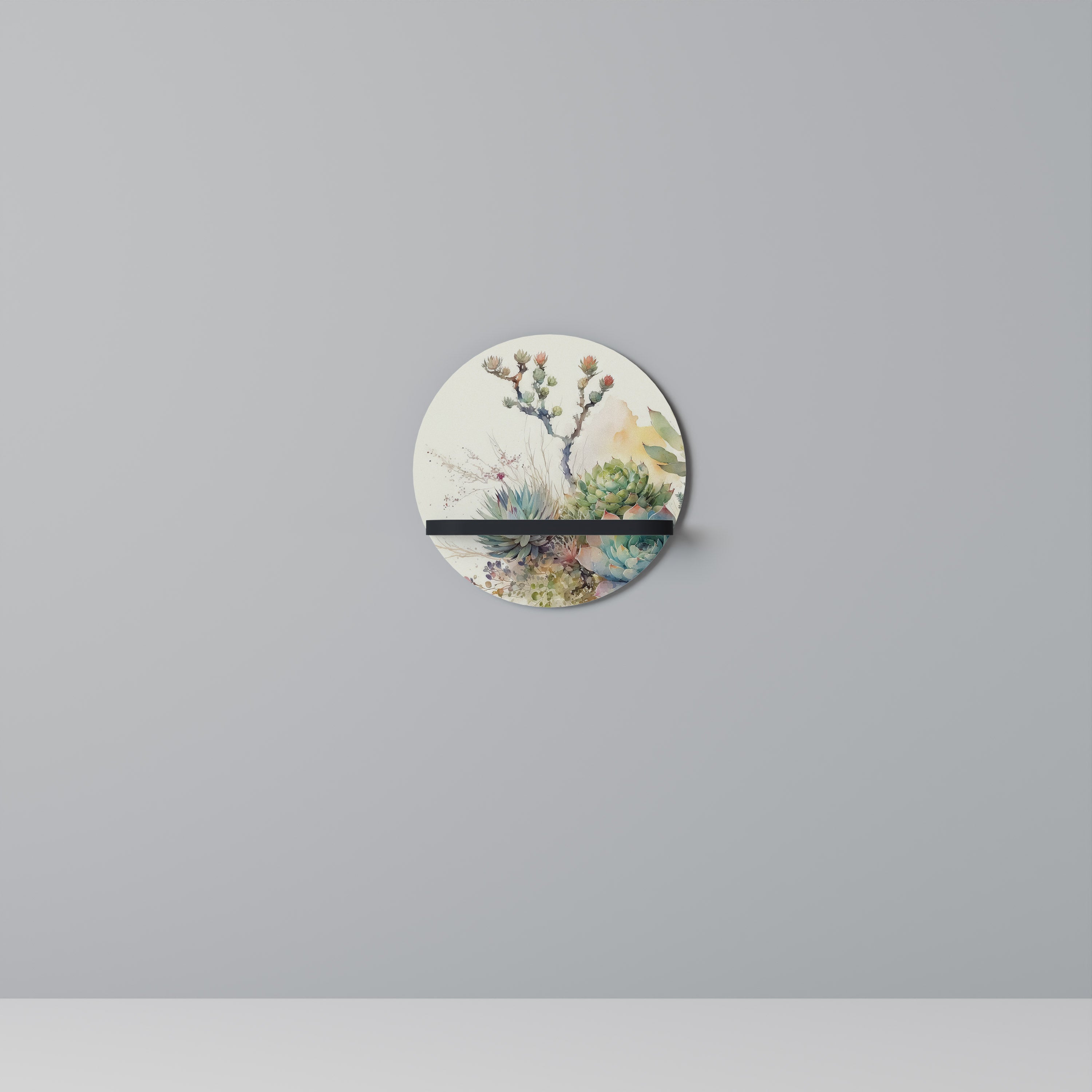 SECRET GARDEN Round Art Shelf In Black Finish