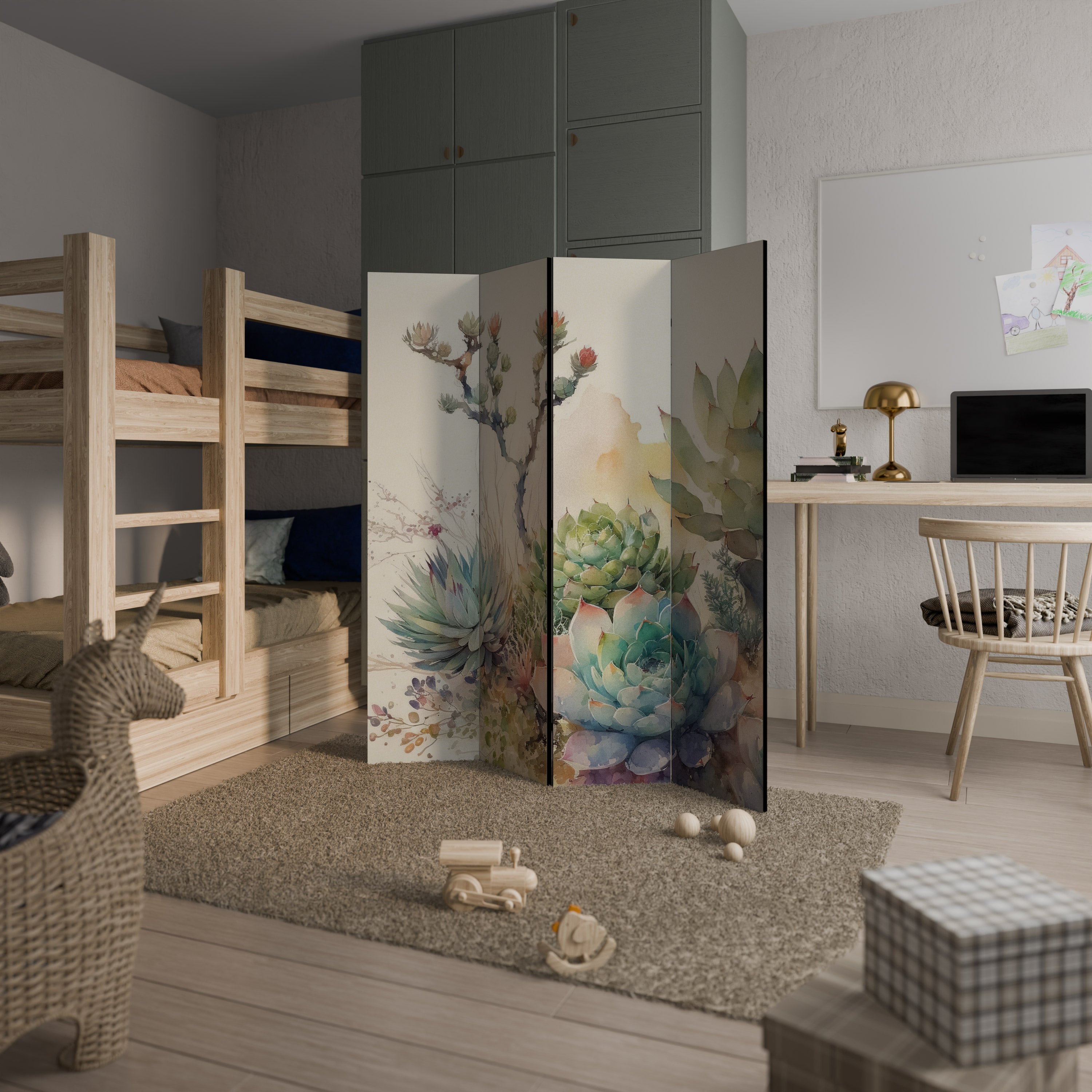 Biombo decorativo de 4 paneles JARDÍN SECRETO