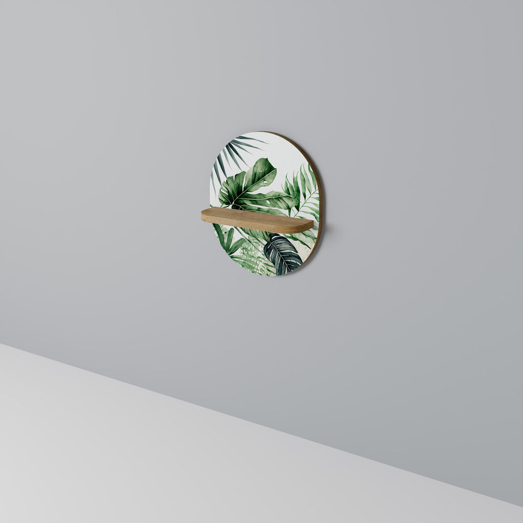 MONSTERA DREAM Oval Art Shelf In Oak Effect