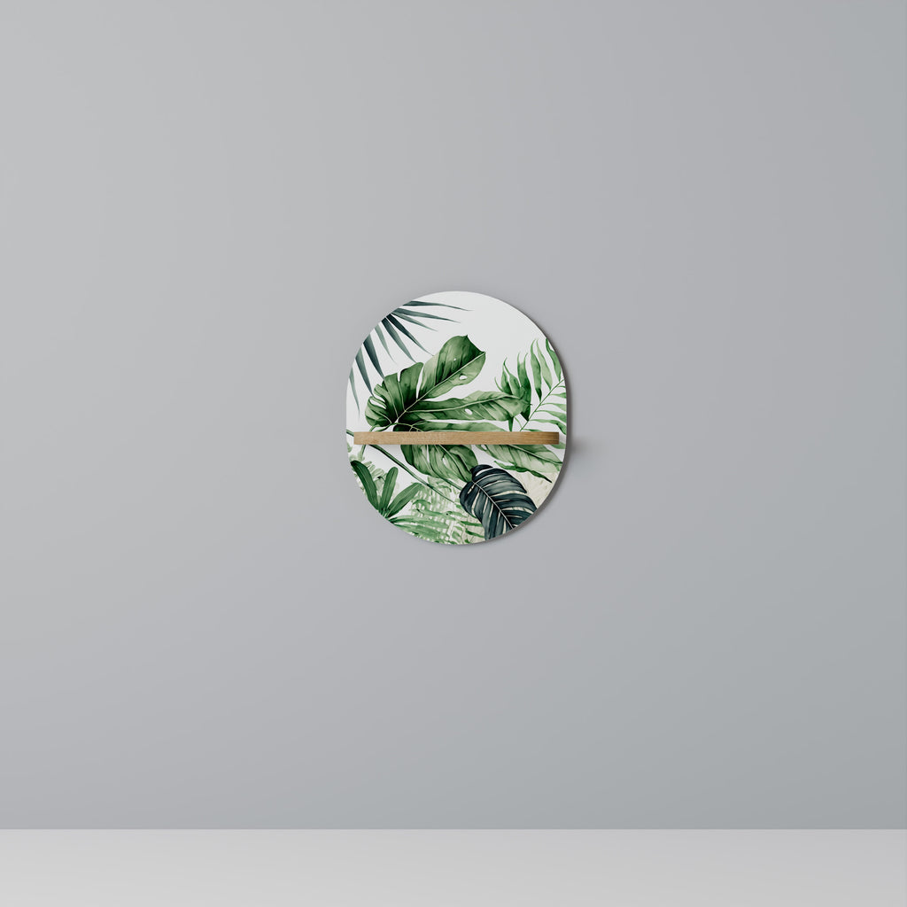 MONSTERA DREAM Oval Art Shelf In Oak Effect