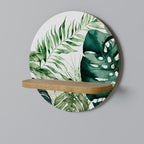MONSTERA DREAM Round Art Shelf In Oak Effect