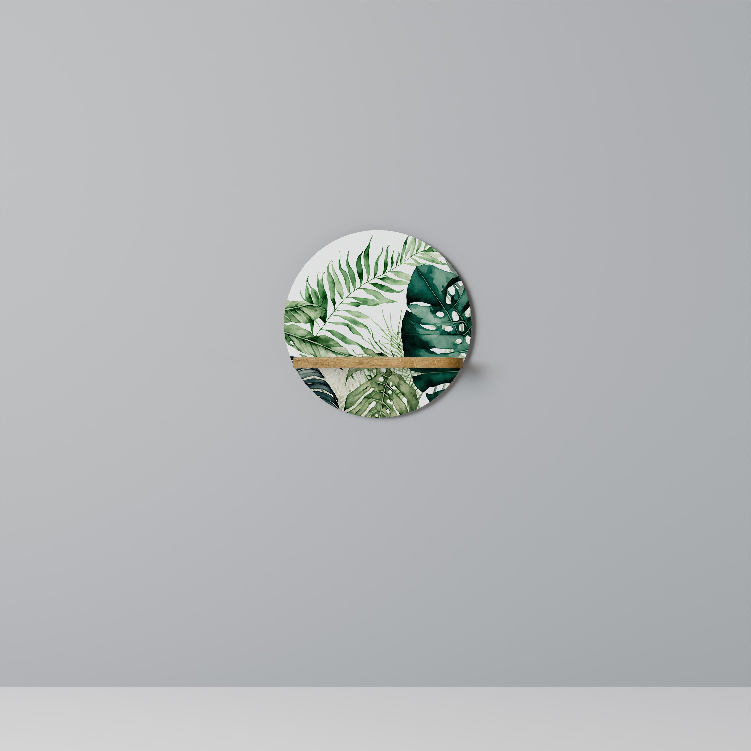 Estantería de arte redonda MONSTERA DREAM con efecto roble