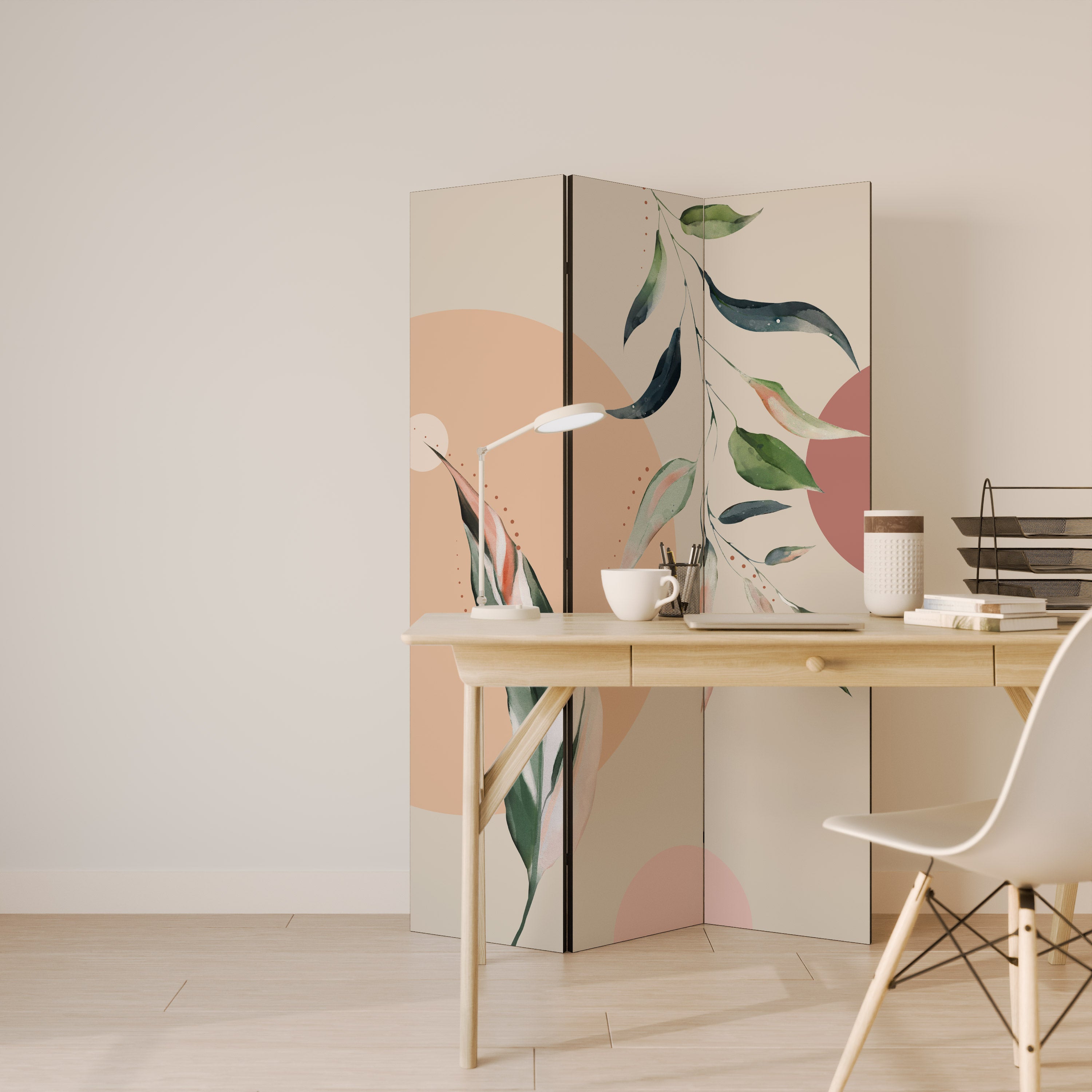 Biombo decorativo de 3 paneles LEAFY SYMPHONY