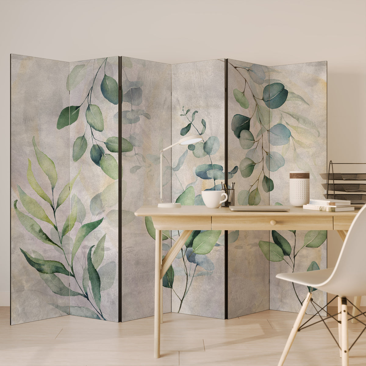 PEACEFUL SPRIGS Biombo de 6 paneles