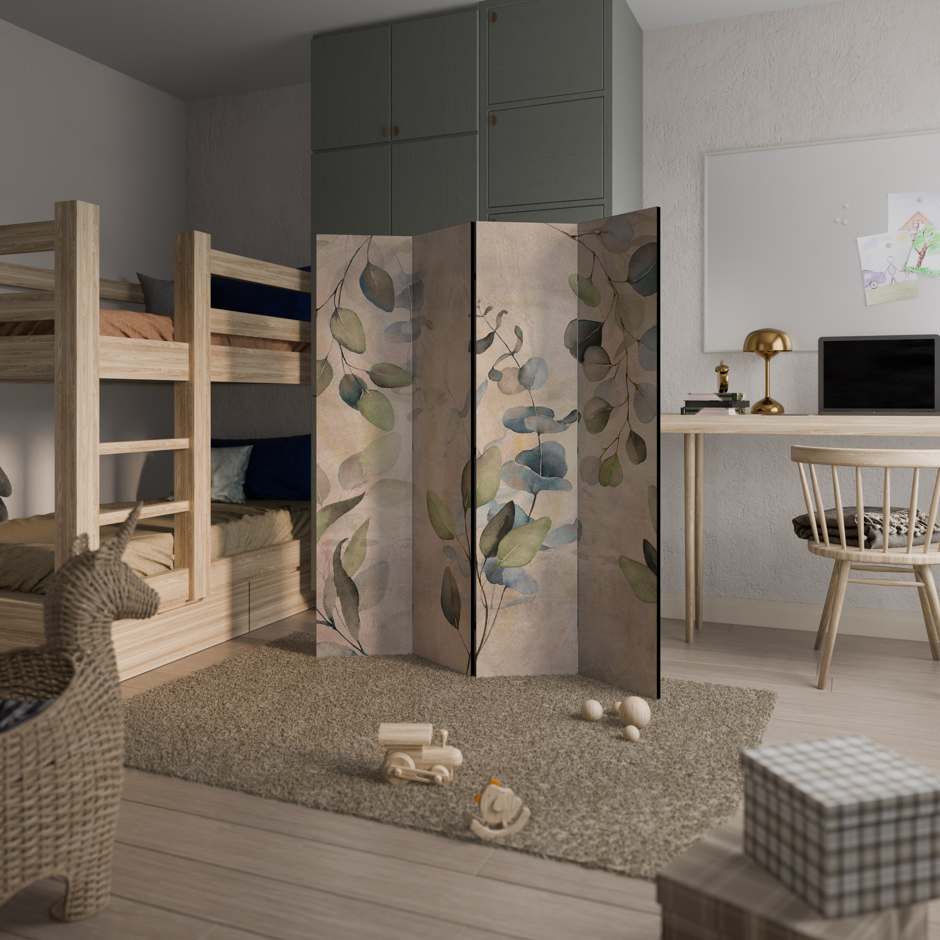 Biombo decorativo de 4 paneles SOFT EARTHEN EMBRACE