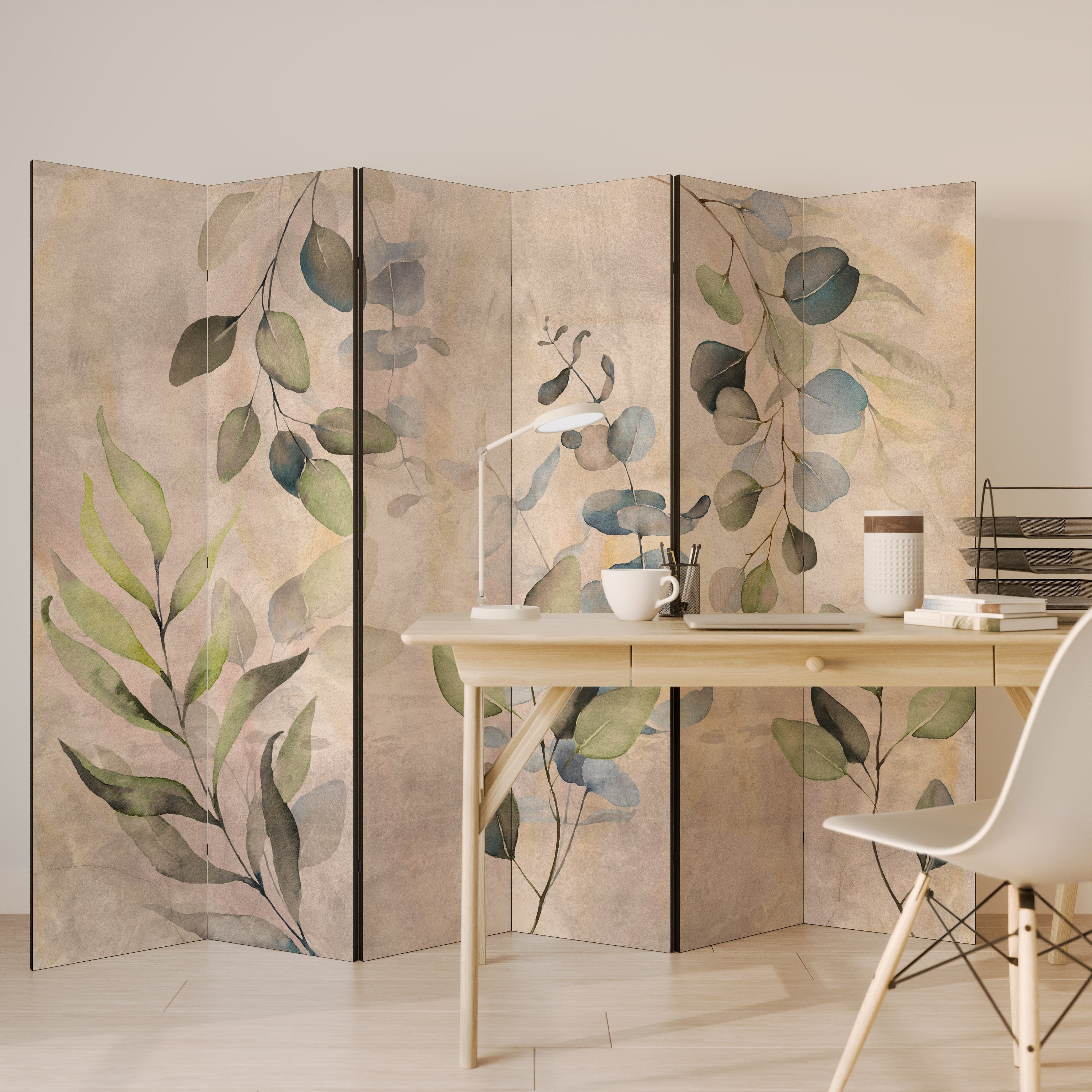 Biombo decorativo de 6 paneles SOFT EARTHEN EMBRACE