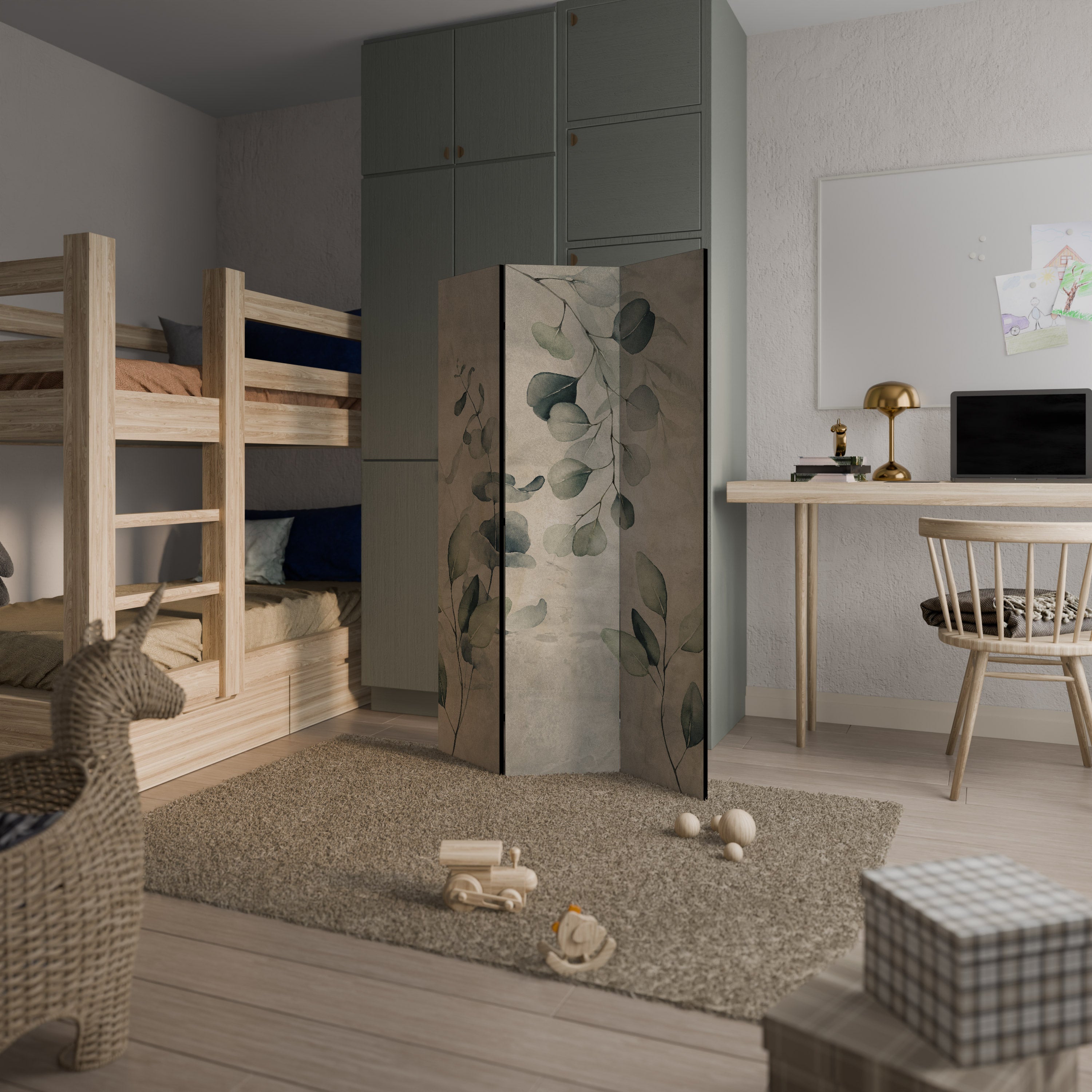 EARTHY TONED ELEGANCE Biombo de 3 paneles