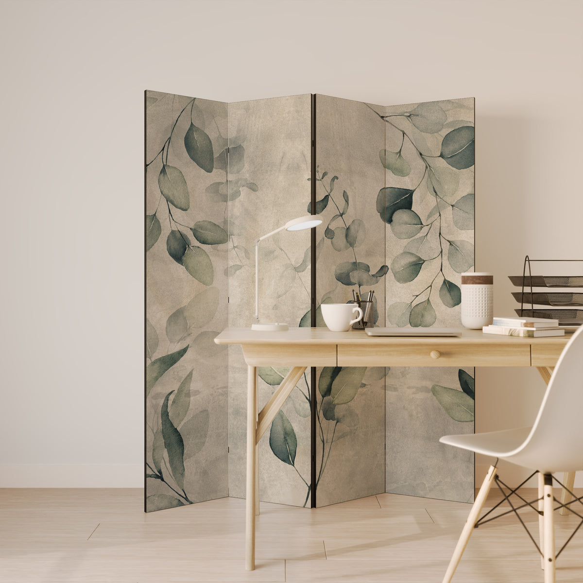 EARTHY TONED ELEGANCE Biombo de 4 paneles