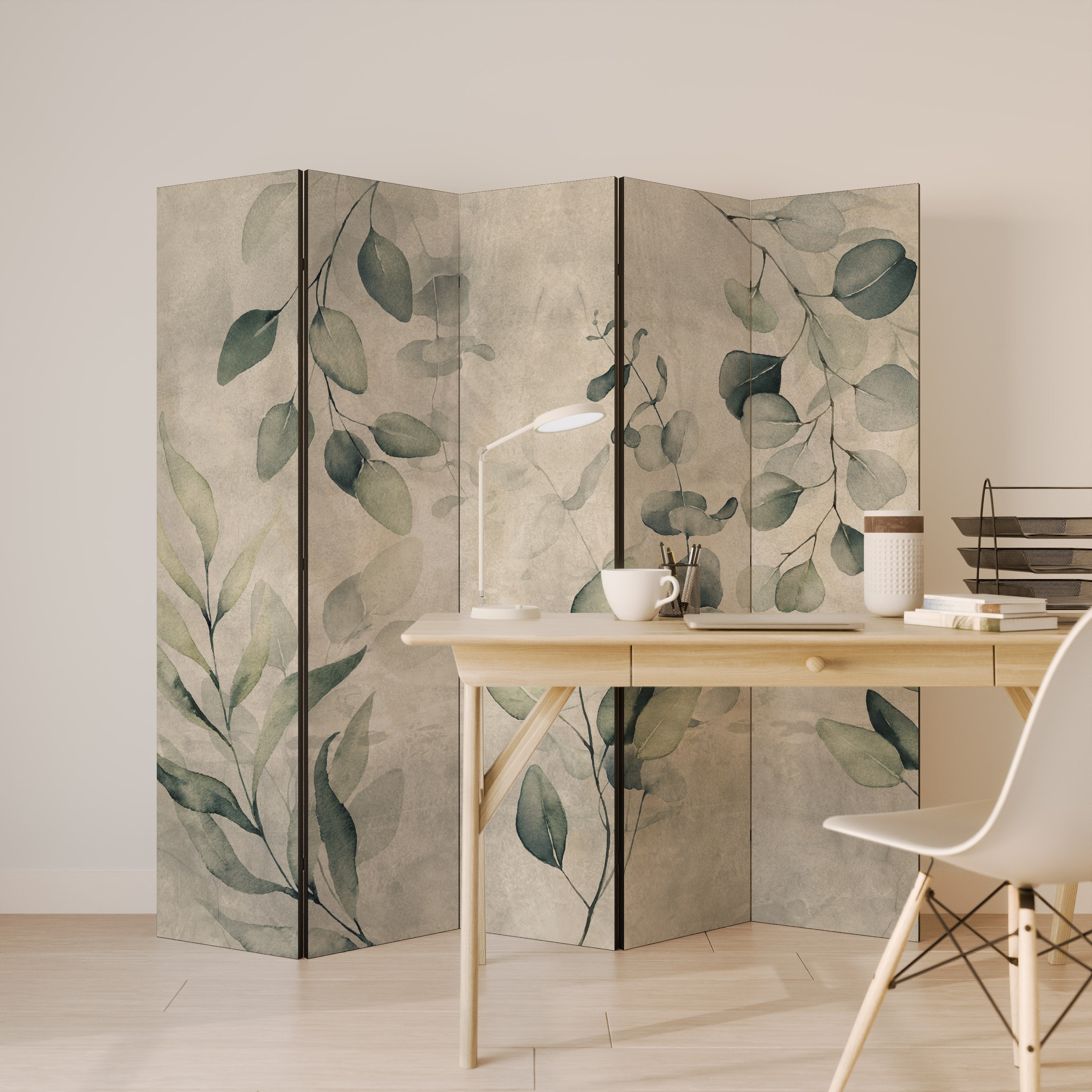 EARTHY TONED ELEGANCE Biombo de 5 paneles
