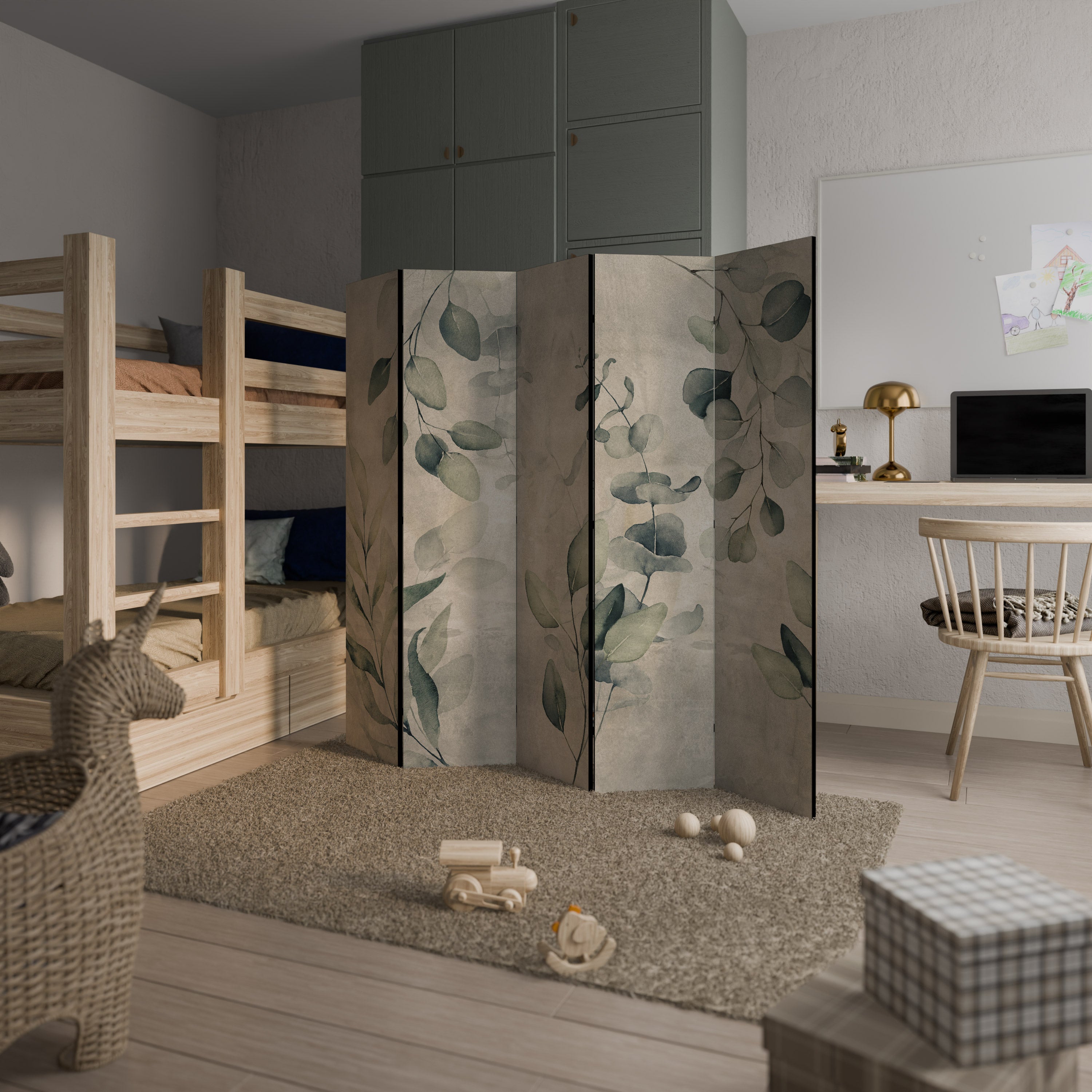 EARTHY TONED ELEGANCE Biombo de 5 paneles