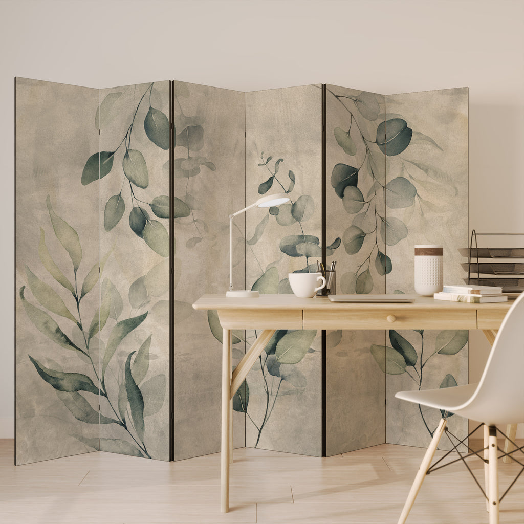 Biombo decorativo de 6 paneles con elegancia en tonos terrosos