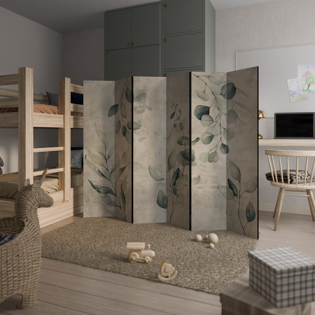Biombo decorativo de 6 paneles con elegancia en tonos terrosos