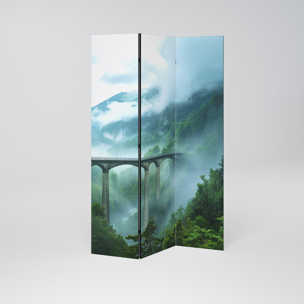 MISTY MOUNTAIN BRIDGES Biombo de 3 paneles