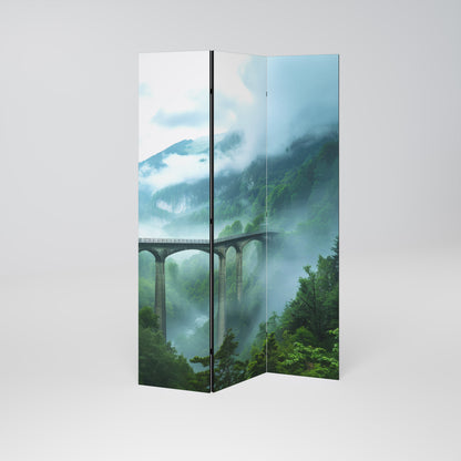 MISTY MOUNTAIN BRIDGES Biombo de 3 paneles
