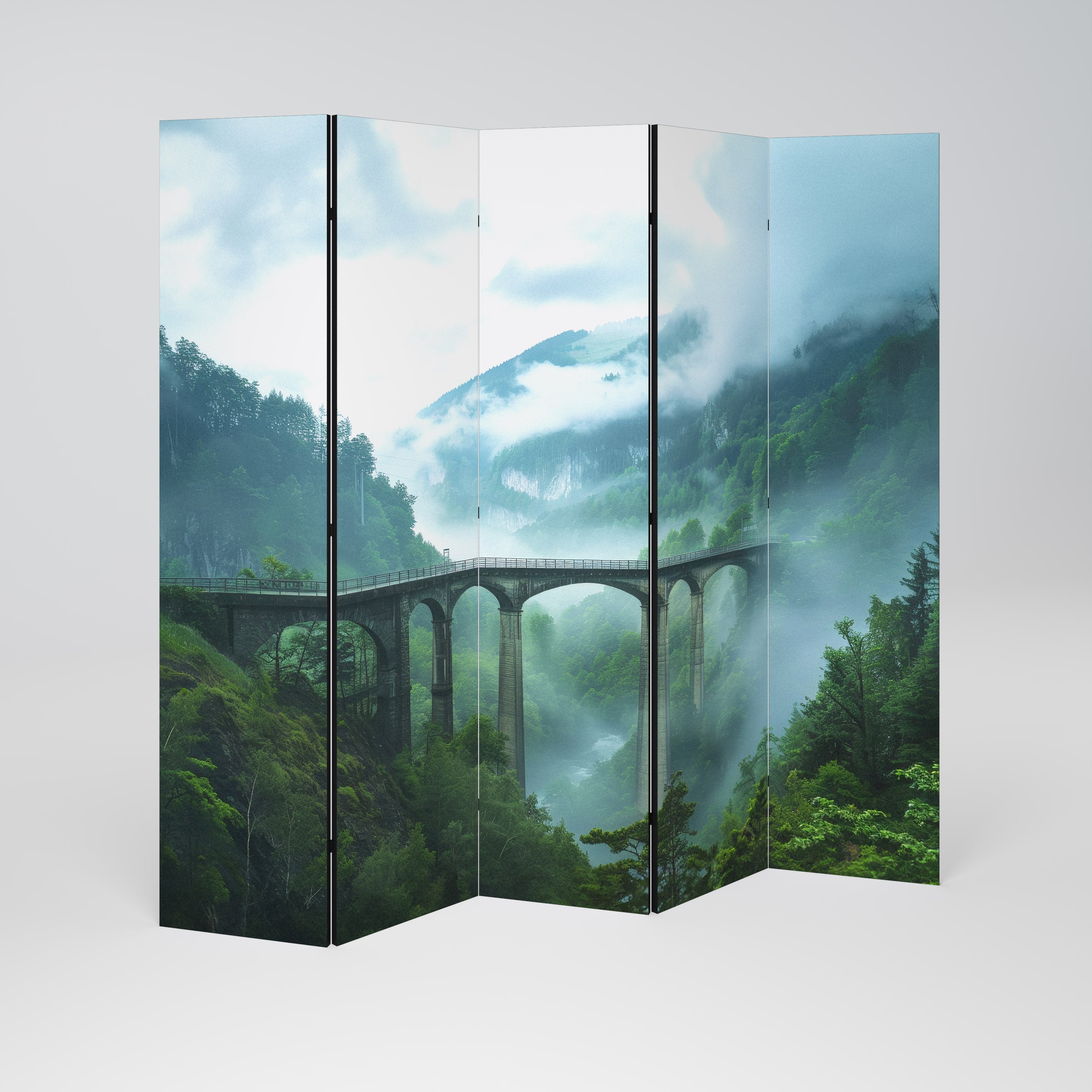 MISTY MOUNTAIN BRIDGES Biombo de 5 paneles