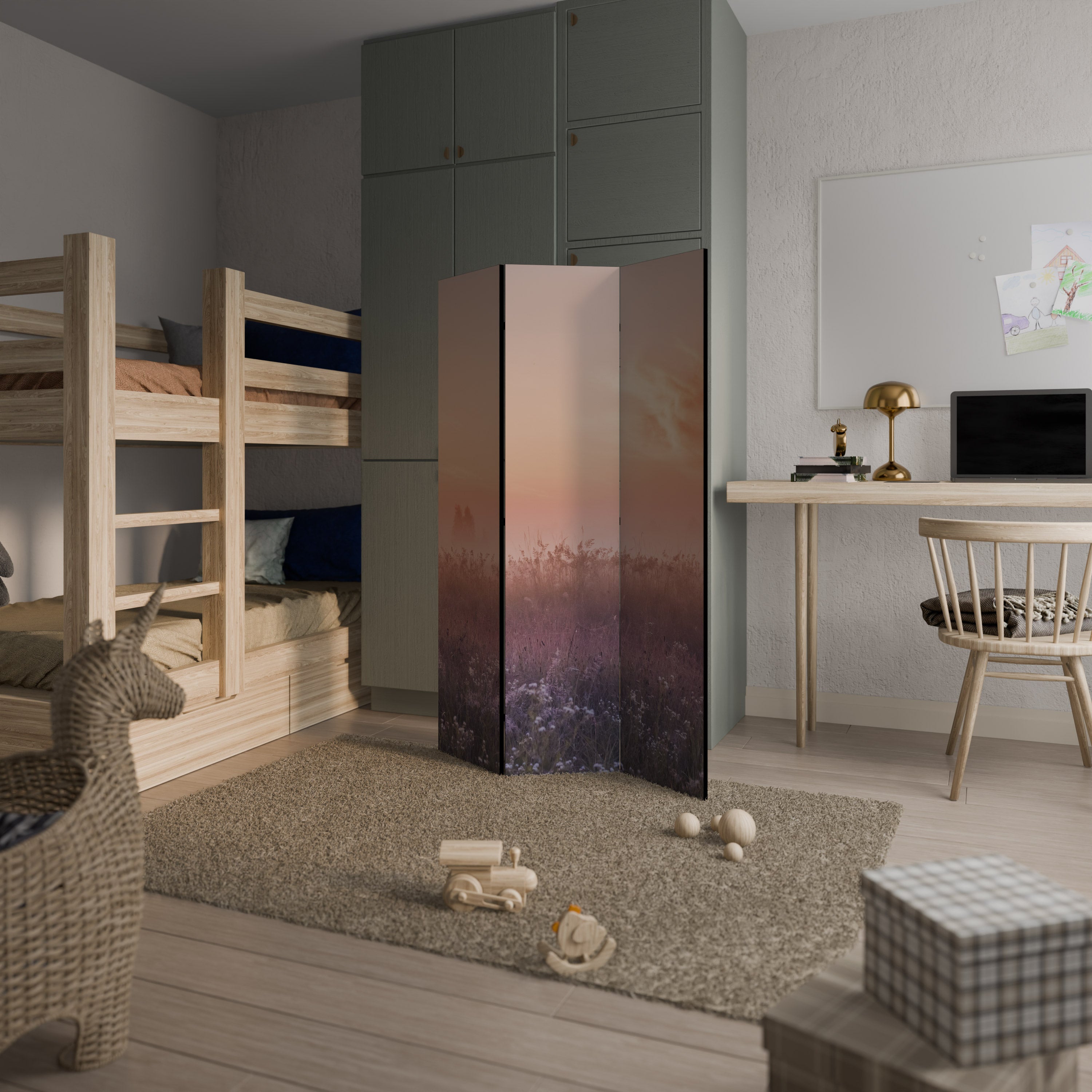 ENCHANTED MORNING VEIL Biombo de 3 paneles