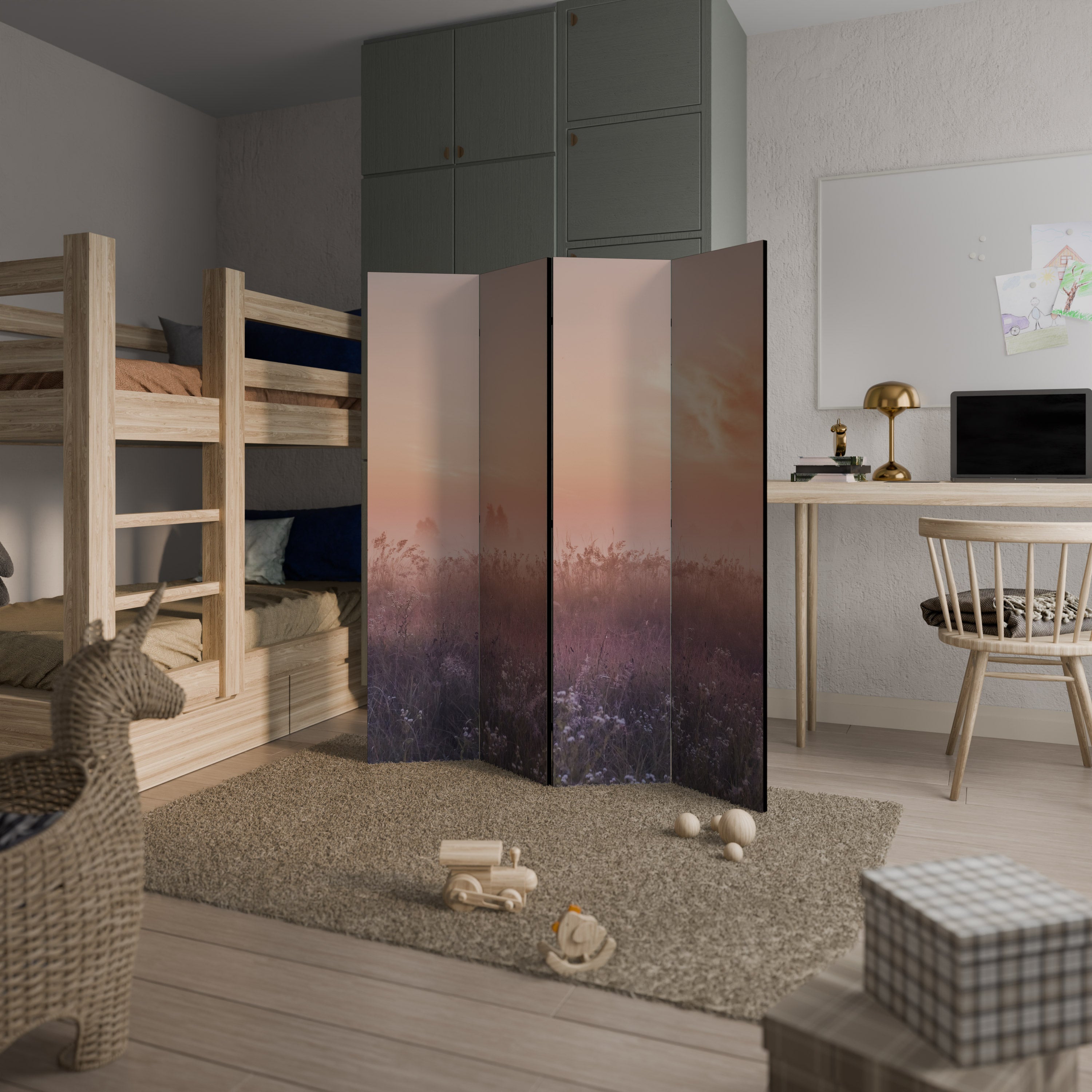 Biombo decorativo de 4 paneles ENCHANTED MORNING VEIL