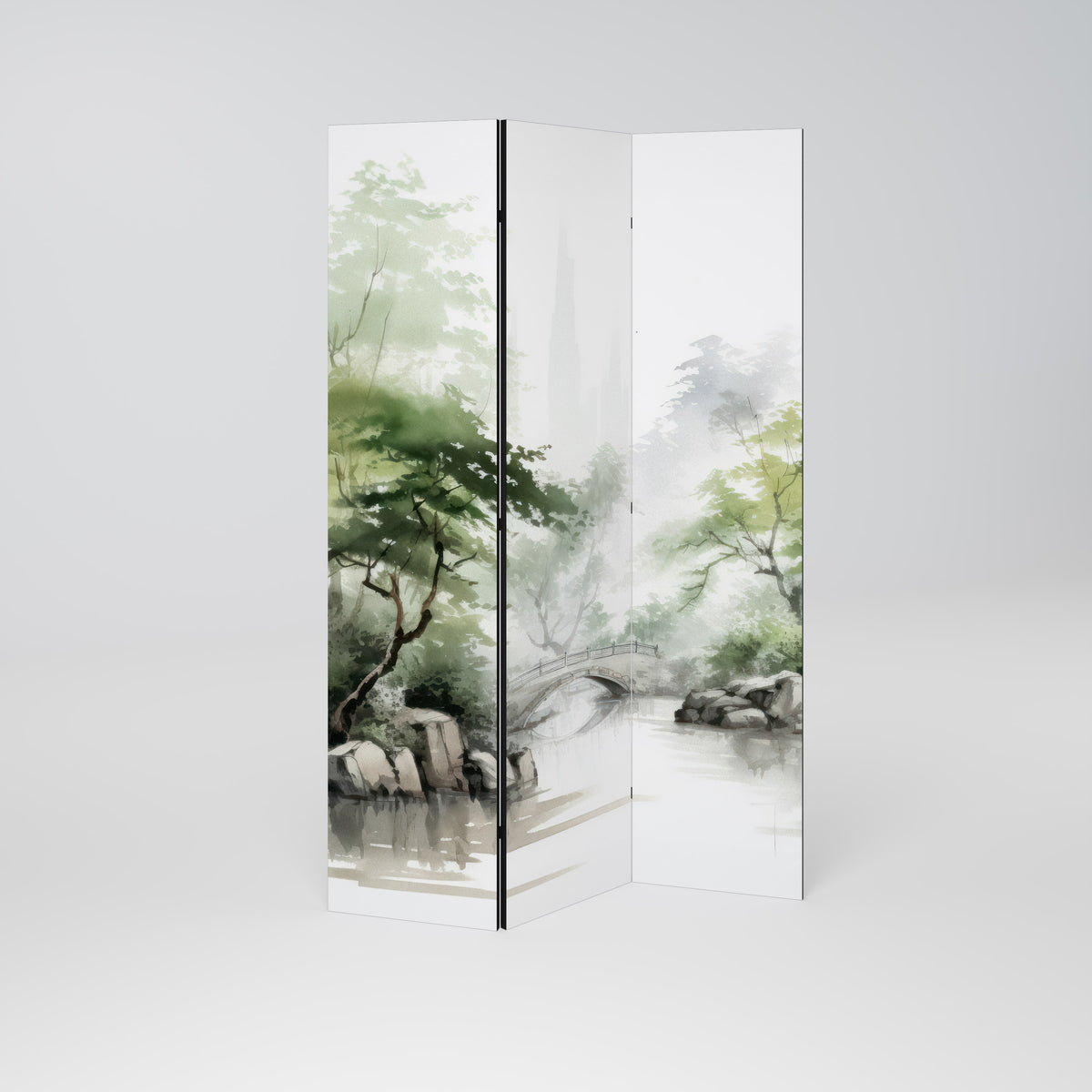 HARMONIOUS WATERSCAPE SCENE Biombo de 3 paneles