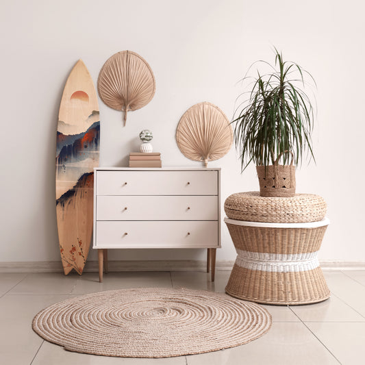 JAPANESE LANDSCAPE Panel decorativo de tabla de surf