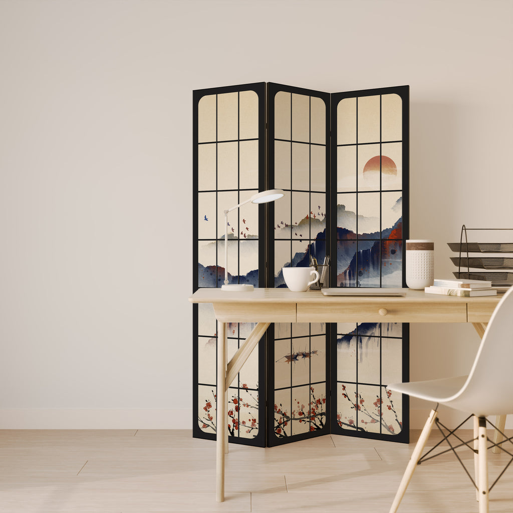 JAPANESE LANDSCAPE Decorative 3-Panel Room Divider