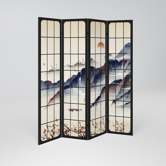 JAPANESE LANDSCAPE Biombo de 4 paneles
