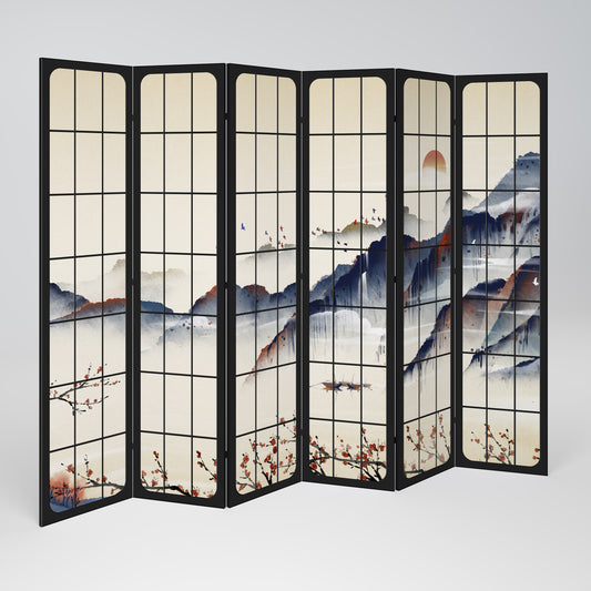 JAPANESE LANDSCAPE Biombo de 6 paneles