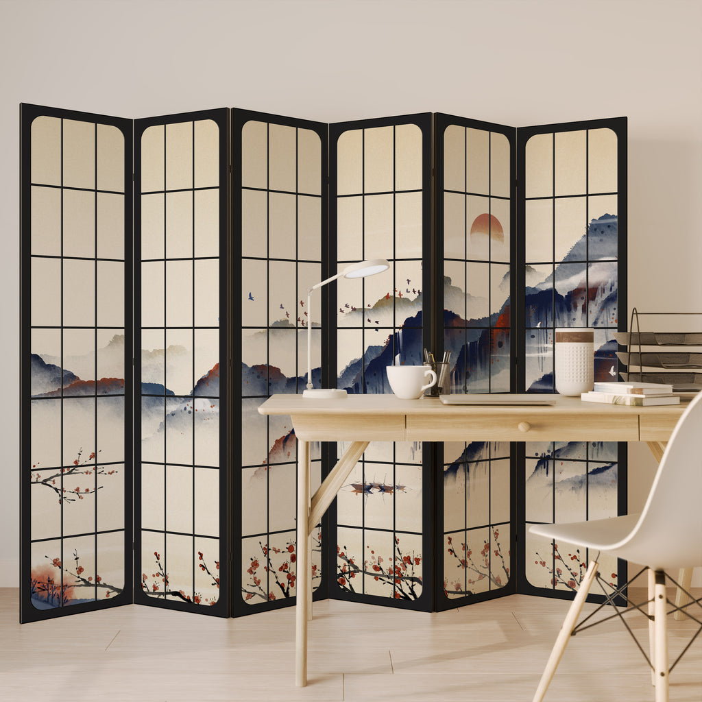 Biombo decorativo de 6 paneles PAISAJE JAPONÉS