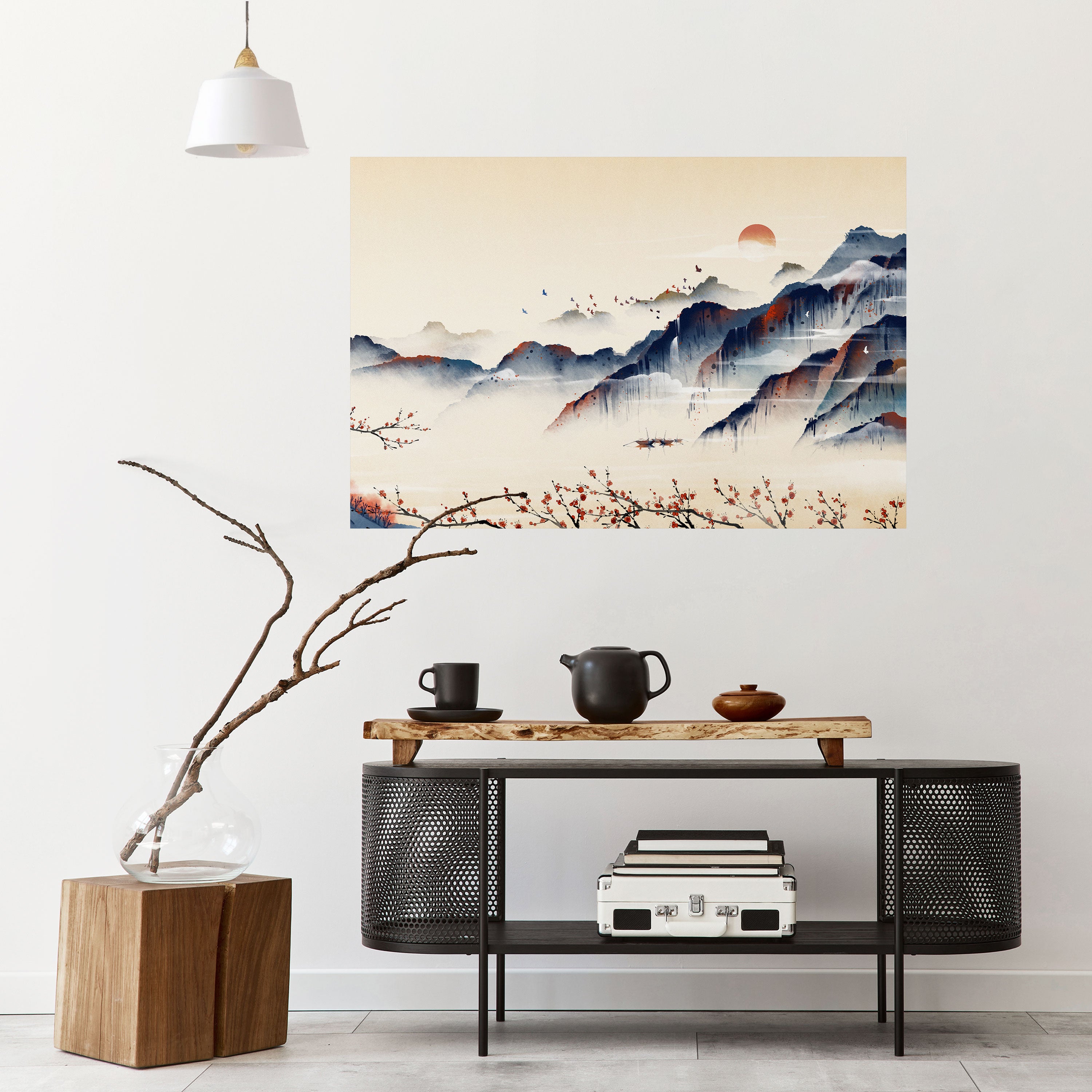 Póster horizontal autoadhesivo de PAISAJE JAPONÉS