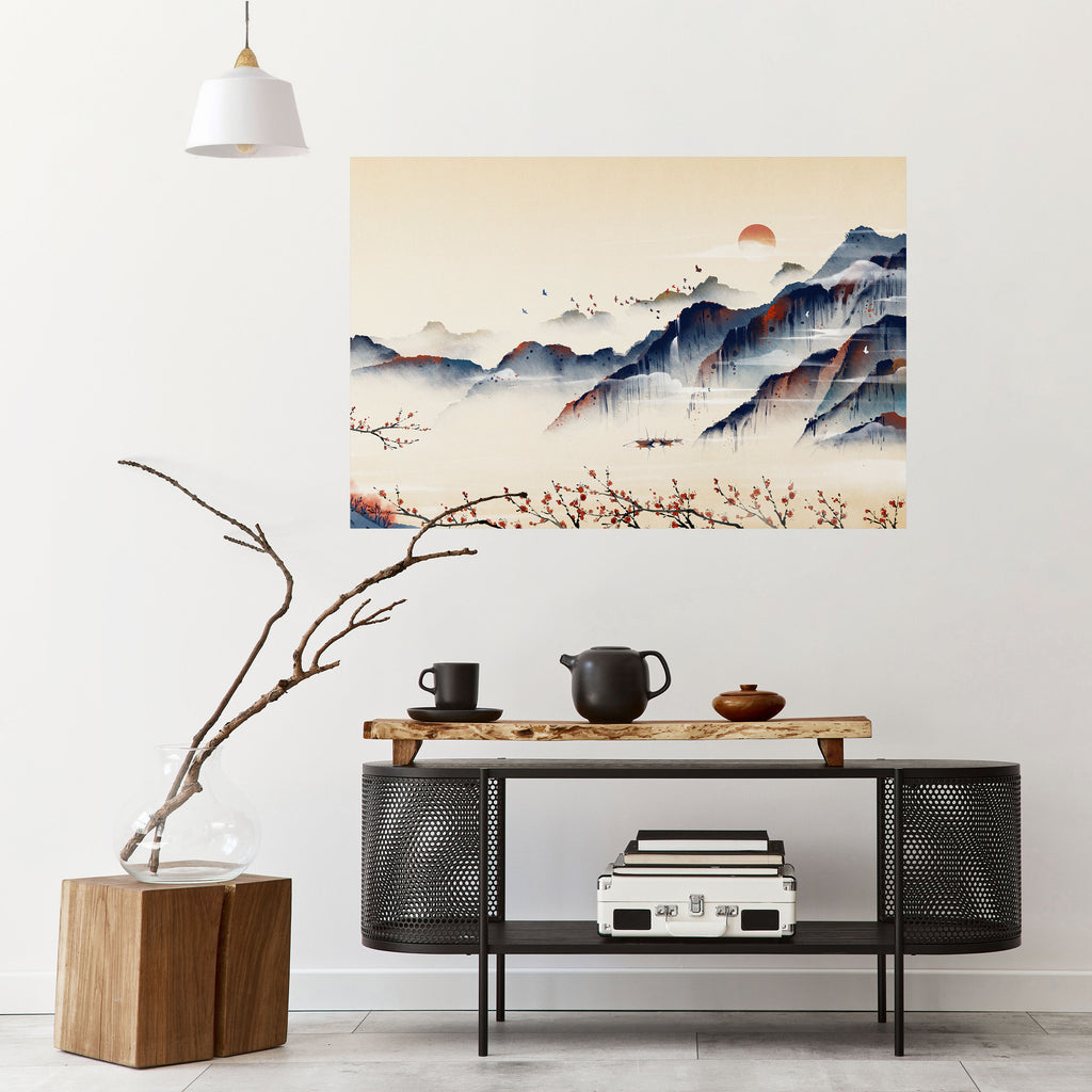 Póster horizontal autoadhesivo de PAISAJE JAPONÉS