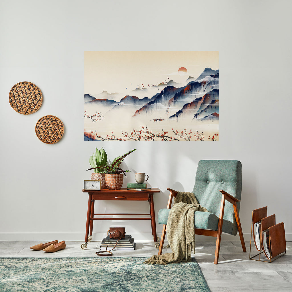 Póster horizontal autoadhesivo de PAISAJE JAPONÉS