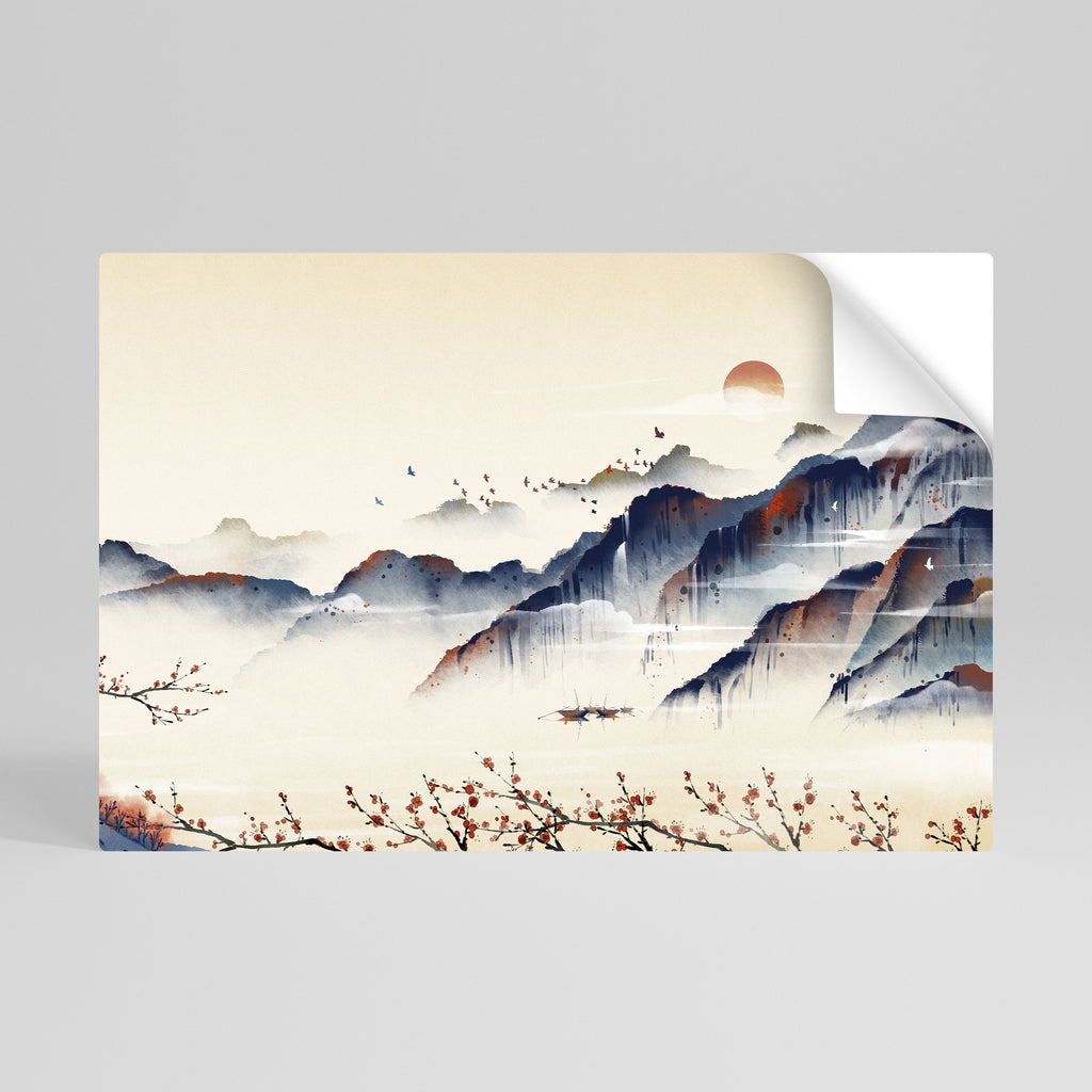 Póster horizontal autoadhesivo de PAISAJE JAPONÉS