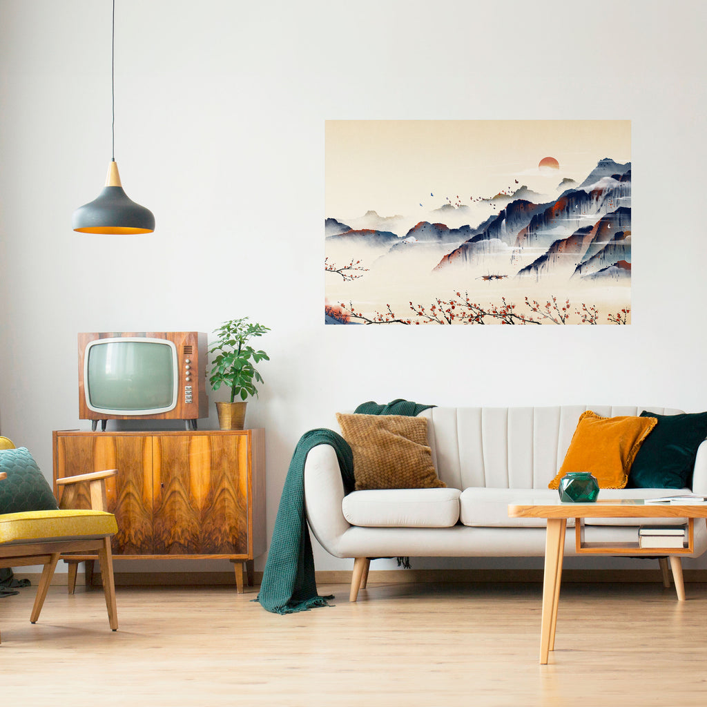 Póster horizontal autoadhesivo de PAISAJE JAPONÉS