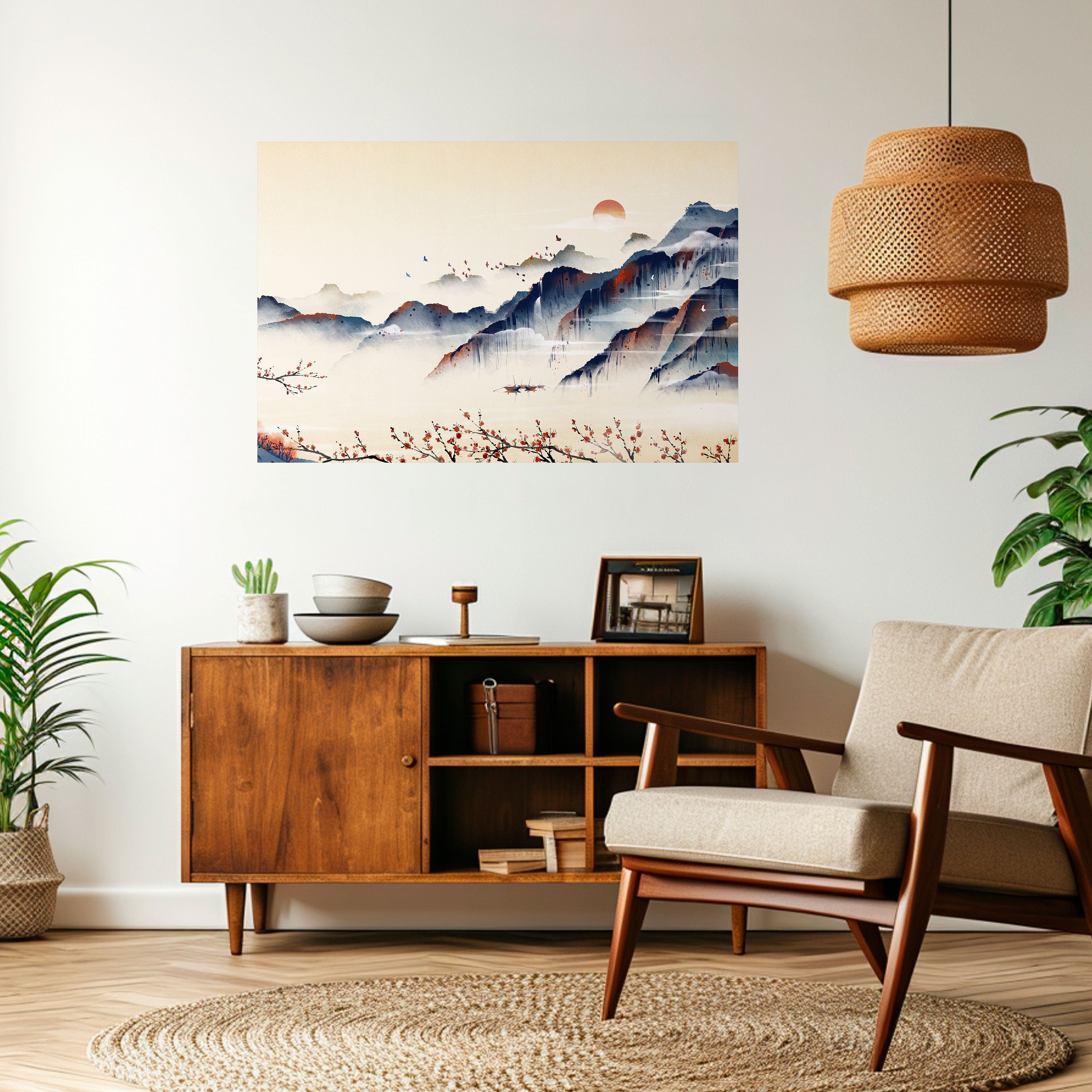 Póster horizontal autoadhesivo de PAISAJE JAPONÉS