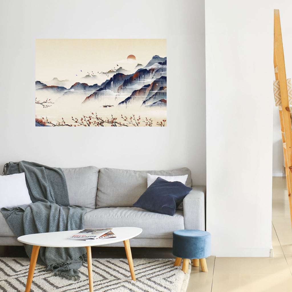 Póster horizontal autoadhesivo de PAISAJE JAPONÉS