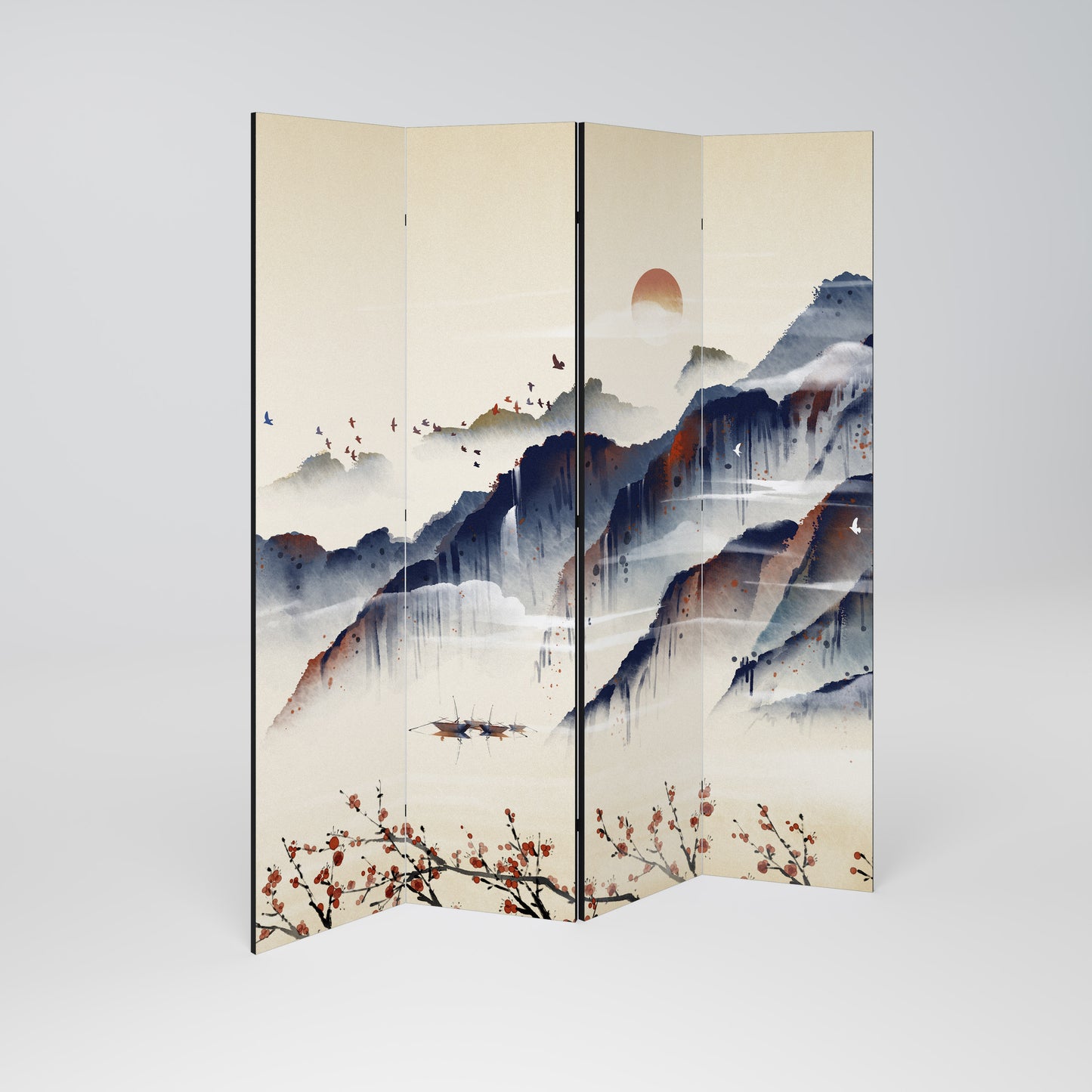 ORIENTAL LANDSCAPE Biombo de 4 paneles