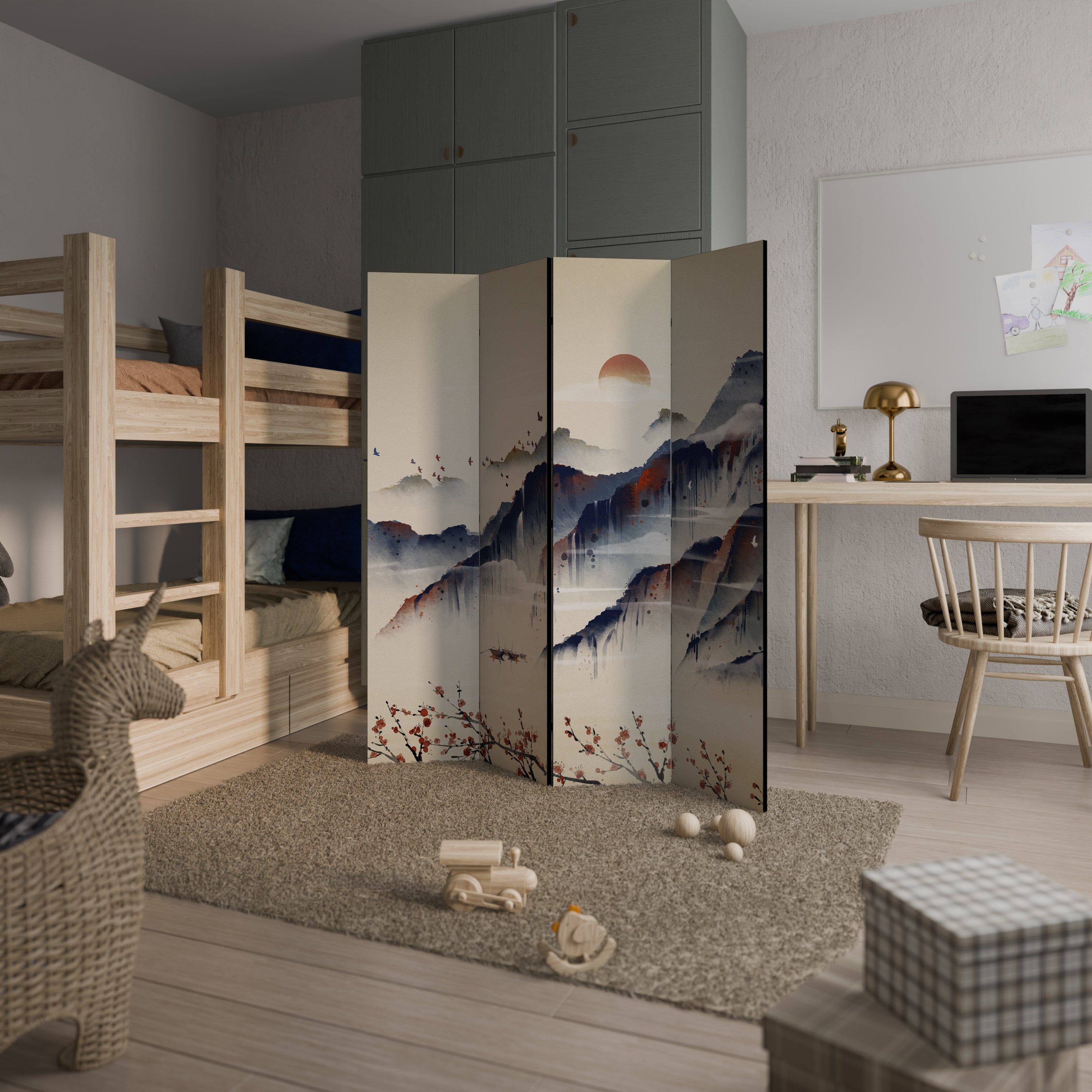 ORIENTAL LANDSCAPE 4-Panel Room Divider