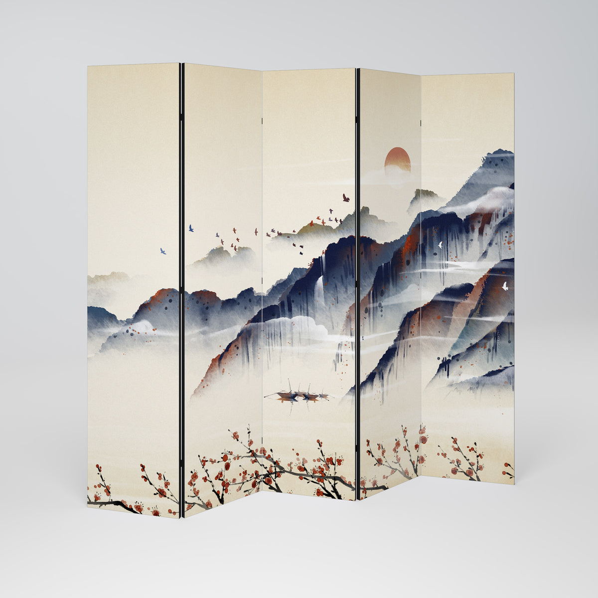 ORIENTAL LANDSCAPE Biombo de 5 paneles