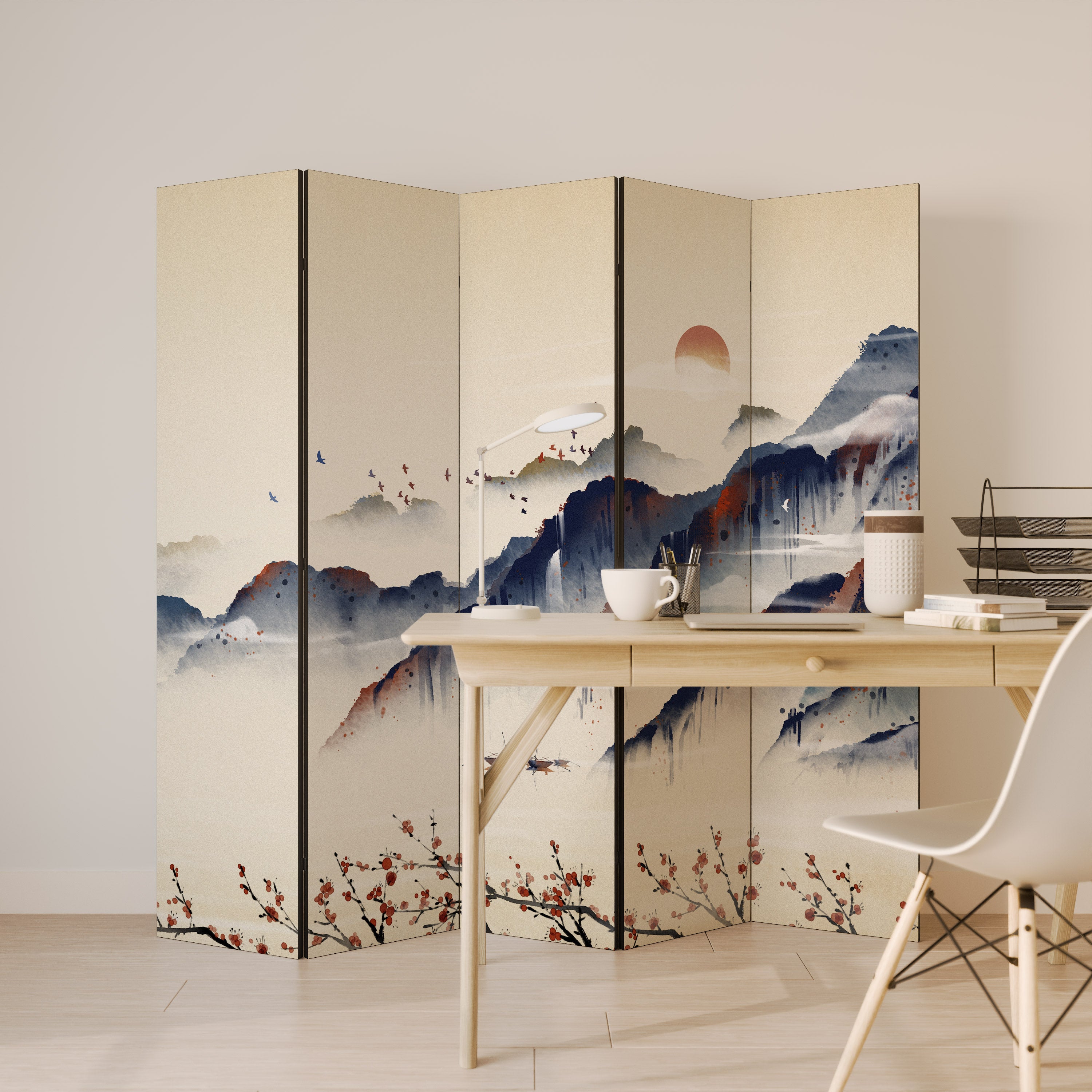 ORIENTAL LANDSCAPE Biombo de 5 paneles