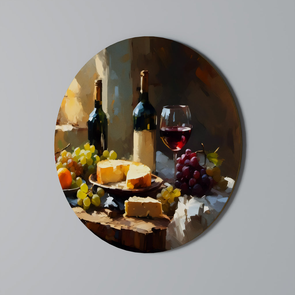 Arte de pared redondo de lujo de viñedo vintage