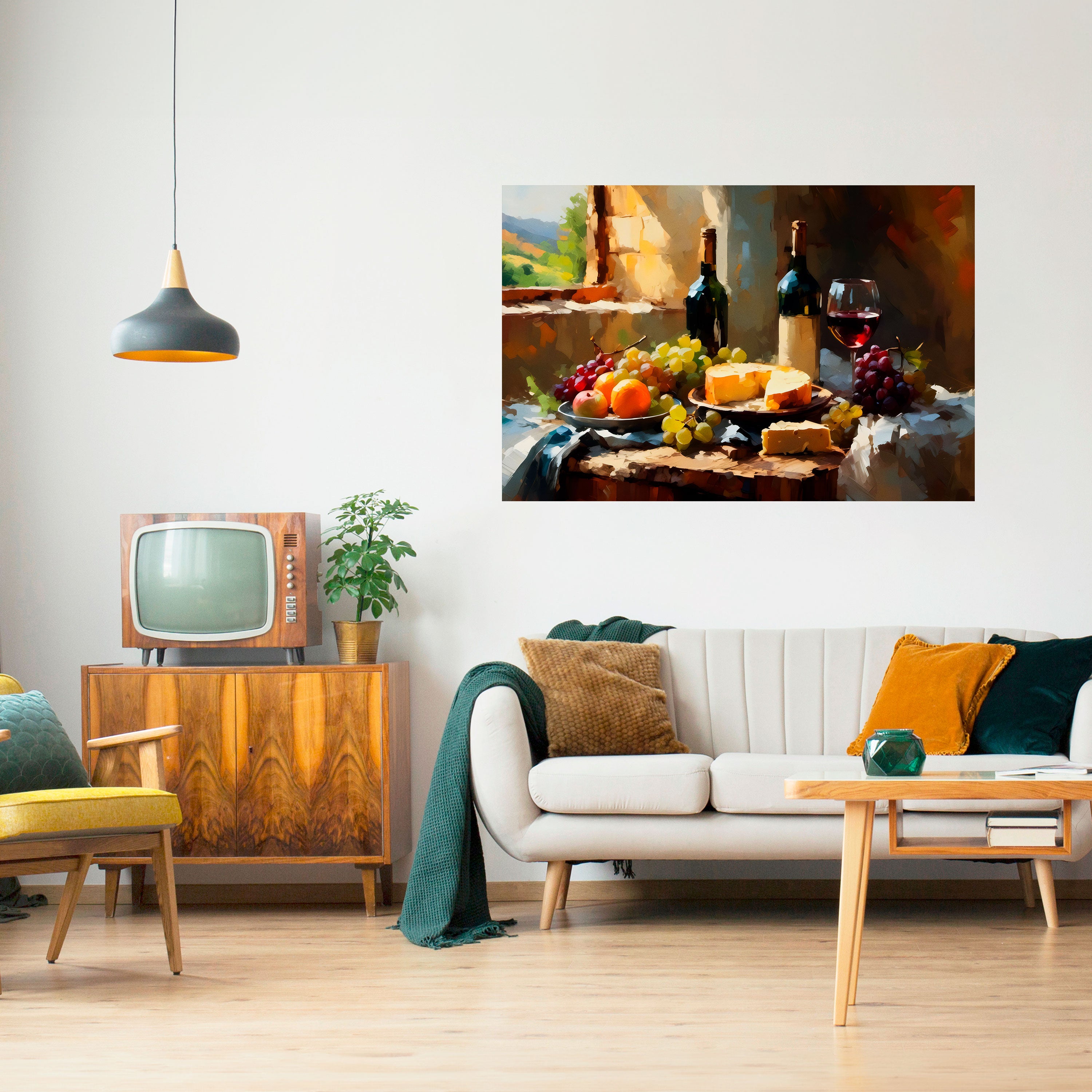 Póster horizontal autoadhesivo de lujo de viñedo vintage