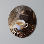 STEAMING BREWED DELIGHT Decoración de Pared Redonda